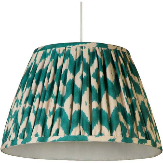Lighting Collection Ikat Pleat Gathered Ceiling Lamp Shade - Size: 24 x 36 x 36cm - Green and Beige - Wilko - image 1