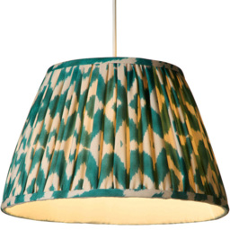 Lighting Collection Ikat Pleat Gathered Ceiling Lamp Shade - Size: 24 x 36 x 36cm - Green and Beige - Wilko - thumbnail 4