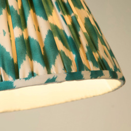 Lighting Collection Ikat Pleat Gathered Ceiling Lamp Shade - Size: 24 x 36 x 36cm - Green and Beige - Wilko - thumbnail 5