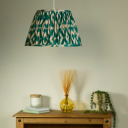 Lighting Collection Ikat Pleat Gathered Ceiling Lamp Shade - Size: 24 x 36 x 36cm - Green and Beige - Wilko - thumbnail 3