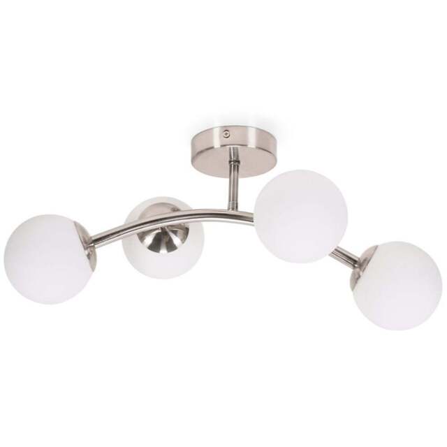 ValueLights Jas Silver 4 Way Opal White Frosted Glass Globe Shade LED Ceiling Light - Size: 20 x 22 x 48cm - Wilko - image 1