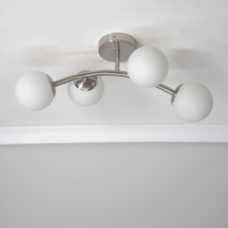 ValueLights Jas Silver 4 Way Opal White Frosted Glass Globe Shade LED Ceiling Light - Size: 20 x 22 x 48cm - Wilko - thumbnail 4