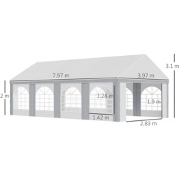 Outsunny 8x4m Galvanised Party Tent Grey - Size: 68.5 x 80 x 517cm - Wilko - thumbnail 6