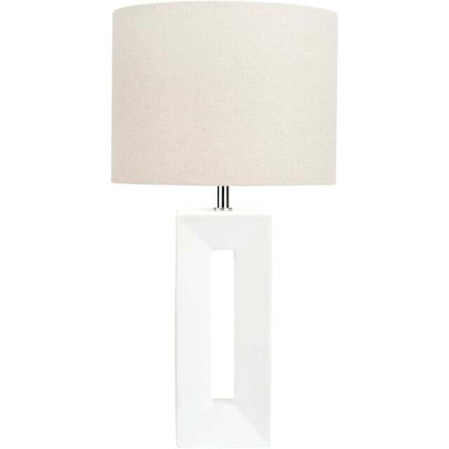 Pacific Lifestyle Block White Ceramic Tall Table Lamp - Wilko - image 1