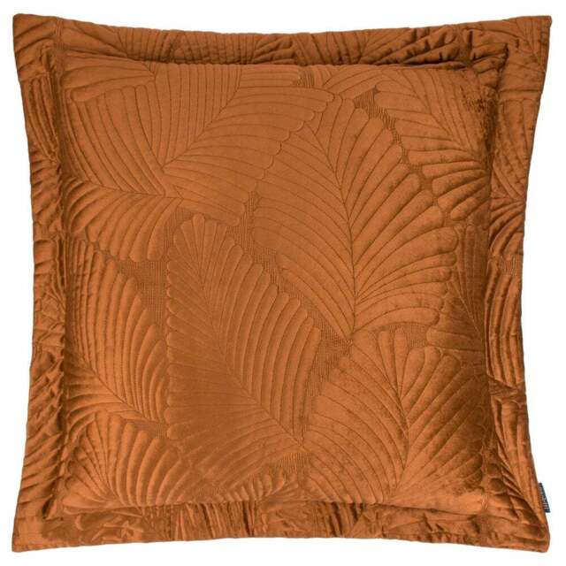Paoletti Palmeria Rust Quilted Velvet Cushion - Size: 60 x 60 cm - Multi - Wilko - image 1