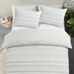 Velosso Double White Saville Duvet Set - Wilko - thumbnail 3