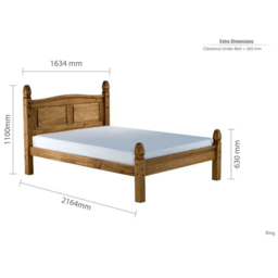 Birlea Corona King Size Natural Wax Low End Bed Frame - Brown - Wilko - thumbnail 7