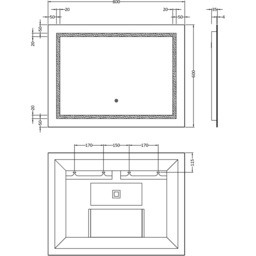 nuie LED Touch Sensor Mirror 800 x 600mm - Size: 600 x 800 x 33mm - Silver - Wilko - thumbnail 3