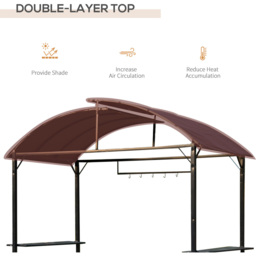 Outsunny 2.5 x 1.34m Coffee Metal Garden Gazebo - Size: 2 x 2m - Brown - Wilko - thumbnail 6