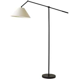 ValueLights Layla Black Adjustable Floor Lamp with Linen Shade and Bulb - Size: 162 x 133.5 x 28cm - Wilko