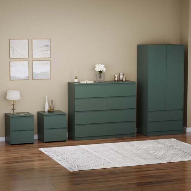 VIDA DESIGNS Denver Jasper Green 4 Piece Bedroom Furniture Set - Wilko - image 1
