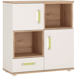 Florence 4KIDS 2 Door 2 Shelf Oak and White Cupboard with Lemon Handles - Size: 40 x 90 x 97cm - Furniture to Go - Wilko - thumbnail 3