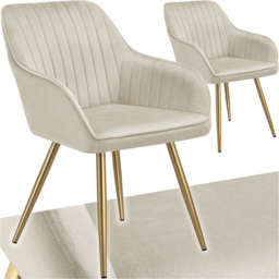 tectake Marilyn Set of 2 Cream Gold Quilted Velvet Dining Chair - Wilko - thumbnail 3