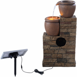 Teamson Home Outdoor 4 Tier Cascading Bowl Brown Stacked Stone Solar Fountain - Size: 78 x 34 x 40cm - Wilko - thumbnail 5