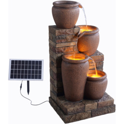Teamson Home Outdoor 4 Tier Cascading Bowl Brown Stacked Stone Solar Fountain - Size: 78 x 34 x 40cm - Wilko - thumbnail 4