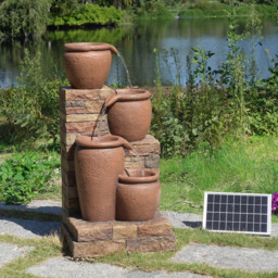 Teamson Home Outdoor 4 Tier Cascading Bowl Brown Stacked Stone Solar Fountain - Size: 78 x 34 x 40cm - Wilko - thumbnail 7