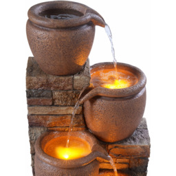 Teamson Home Outdoor 4 Tier Cascading Bowl Brown Stacked Stone Solar Fountain - Size: 78 x 34 x 40cm - Wilko - thumbnail 6