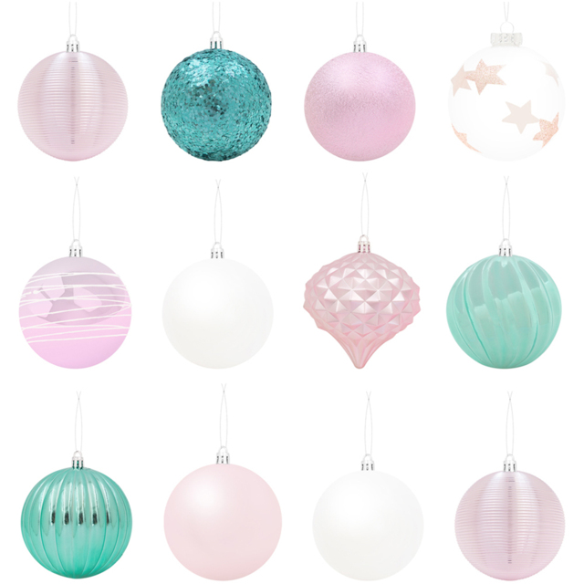 The Christmas Workshop Multicoloured Shatterproof Bauble 12 Pack - Wilko - image 1
