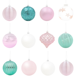 The Christmas Workshop Multicoloured Shatterproof Bauble 12 Pack - Wilko - thumbnail 1