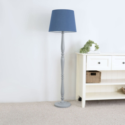 ValueLights Victoria Navy Blue Fabric Tapered Shade Grey Wood Traditional Stem LED Floor Lamp - Size: 156 x 46 x 46cm - Wilko - thumbnail 4