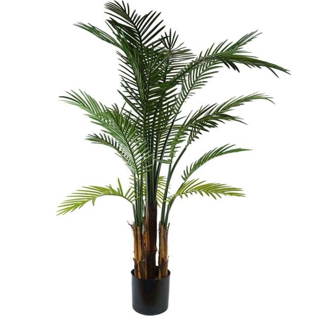 Botanik Tropical Raphis Artificial Palm Tree in Pot 4ft - Size: 125 x 90 x 90cm - Green - Wilko - image 1
