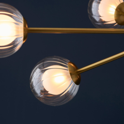 Merano Rome Satin Brass Glass Multi Arm Pendant Ceiling Lamp - Size: 92 x 92 x 68.5cm - Brown - Wilko - thumbnail 6