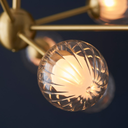 Merano Rome Satin Brass Glass Multi Arm Pendant Ceiling Lamp - Size: 92 x 92 x 68.5cm - Brown - Wilko - thumbnail 7