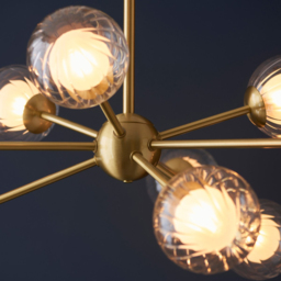 Merano Rome Satin Brass Glass Multi Arm Pendant Ceiling Lamp - Size: 92 x 92 x 68.5cm - Brown - Wilko - thumbnail 5