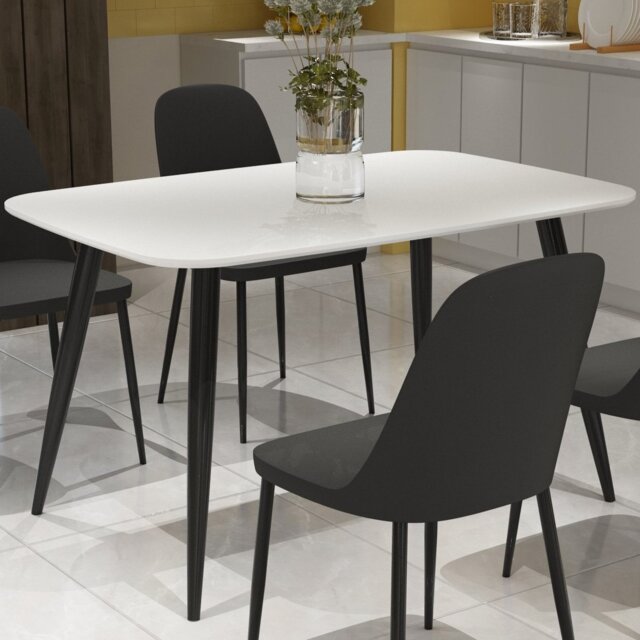 Core Products Aspen 2 Seater Rectangular Dining Table White and Black - Size: 4 Seater - Wilko - image 1