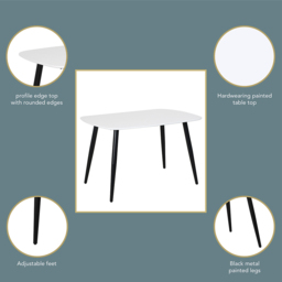 Core Products Aspen 2 Seater Rectangular Dining Table White and Black - Size: 4 Seater - Wilko - thumbnail 5