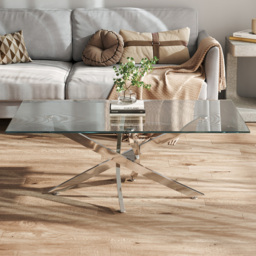 Living and Home Clear Glass Rectangular Coffee Table - Silver - Wilko - thumbnail 1