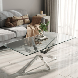 Living and Home Clear Glass Rectangular Coffee Table - Silver - Wilko - thumbnail 7