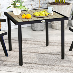 Outsunny 4 Seater Garden Table with Parasol Hole Brown - Wilko