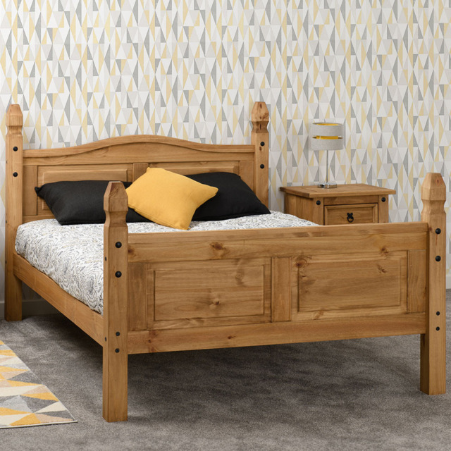 Seconique Corona Double Distressed Waxed Pine High End Bed - Brown - Wilko - image 1