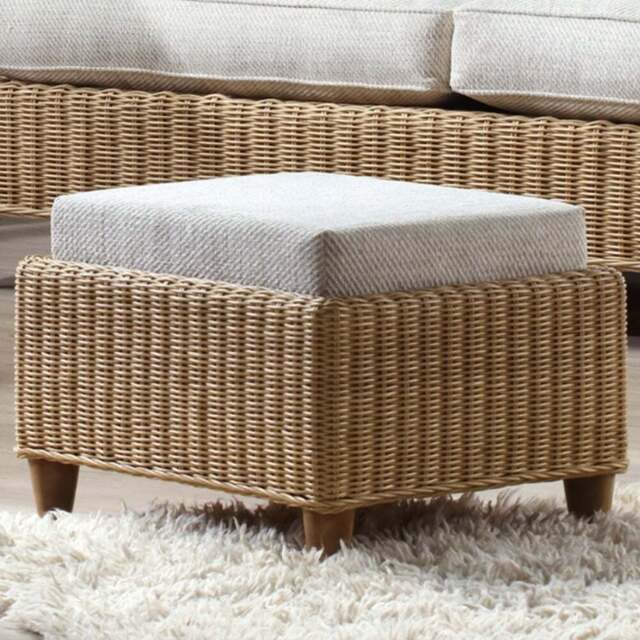 Desser Furniture Seville Light Oak Natural Rattan Jasper Footstool - Size: 47.0 cm x 66.0 cm x 55.0 cmcm - Brown - Wilko - image 1