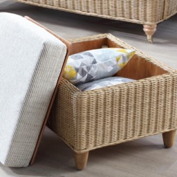 Desser Furniture Seville Light Oak Natural Rattan Jasper Footstool - Size: 47.0 cm x 66.0 cm x 55.0 cmcm - Brown - Wilko - thumbnail 4