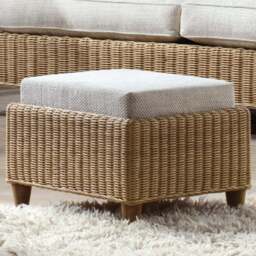 Desser Furniture Seville Light Oak Natural Rattan Jasper Footstool - Size: 47.0 cm x 66.0 cm x 55.0 cmcm - Brown - Wilko - thumbnail 1
