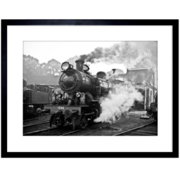 Wee Blue Coo Black and White Vintage Steam Train Engine Train Framed Wall Art Print 23 x 18cm - Size: 25.9 x 20.6 x 1.5cm - Wilko - thumbnail 1