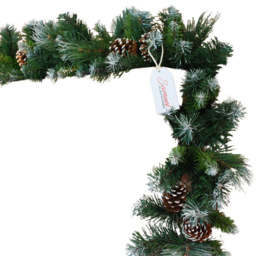 Samuel Alexander Frosted Glacier Christmas Garland with Pine Cones 270cm - Green - Wilko - thumbnail 1