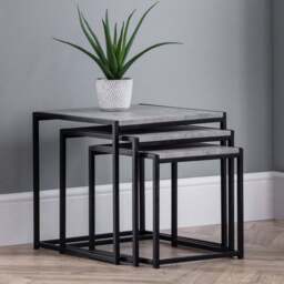 Julian Bowen Staten Concrete Nest of Tables Set of 3 - Size: 45 x 45 x 45cm - Black - Wilko