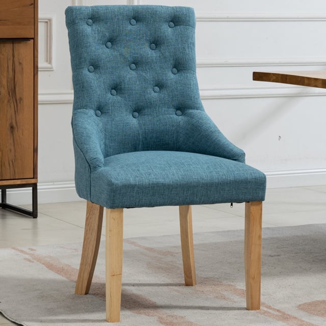 Artemis Home Ravenna Set of 2 Teal Fabric Dining Chair - Blue - Wilko - image 1