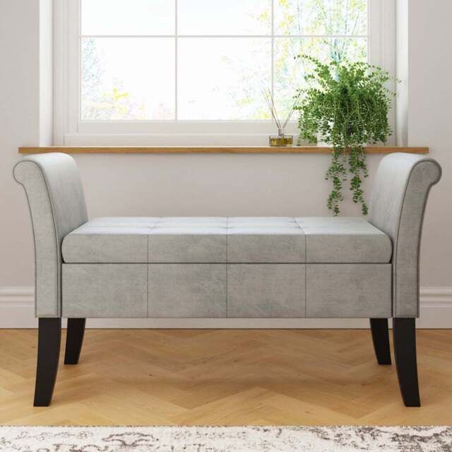 GFW Balmoral Grey Upholstered Window Seat - Size: 42 x 121 x 64cm - Wilko - image 1