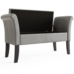 GFW Balmoral Grey Upholstered Window Seat - Size: 42 x 121 x 64cm - Wilko - thumbnail 5