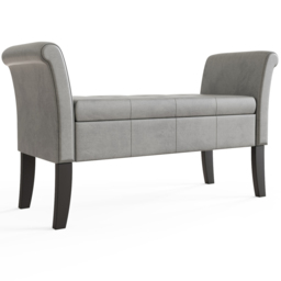 GFW Balmoral Grey Upholstered Window Seat - Size: 42 x 121 x 64cm - Wilko - thumbnail 3