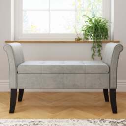 GFW Balmoral Grey Upholstered Window Seat - Size: 42 x 121 x 64cm - Wilko - thumbnail 1