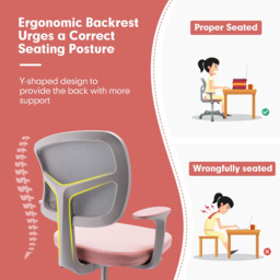 Costway Swivel Computer Desk Chair Pink - Size: 50 x 47 x 24cm - Wilko - thumbnail 5