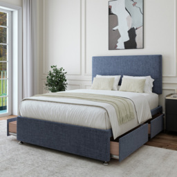 Bedmaster Small Double Midnight Linen 4 Drawer Divan Base with Valencia Headboard - Blue - Wilko - thumbnail 3