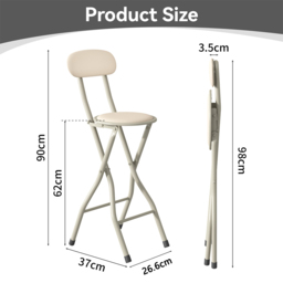 Beige Padded Folding Bar Stool - Size: 90 x 26.6 x 37cm - Cream - MCC - Wilko - thumbnail 6