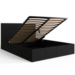 GFW Double Black Faux Leather End Lift Ottoman Bed with Bonnell Mattress - Wilko - thumbnail 5