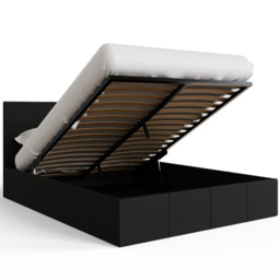 GFW Double Black Faux Leather End Lift Ottoman Bed with Bonnell Mattress - Wilko - thumbnail 6